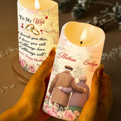 I Loved You Then, I Love You Still Romantic Candle With Rings And Roses - Personalized Custom LED Candle - CPL178_LECA