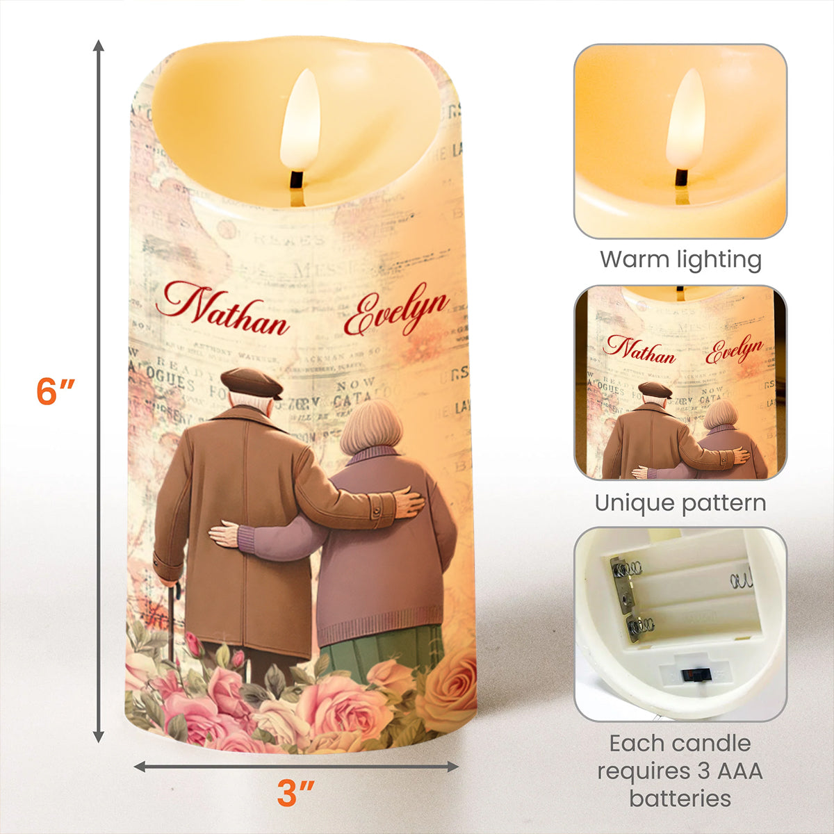 I Loved You Then, I Love You Still Romantic Candle With Rings And Roses - Personalized Custom LED Candle - CPL178_LECA
