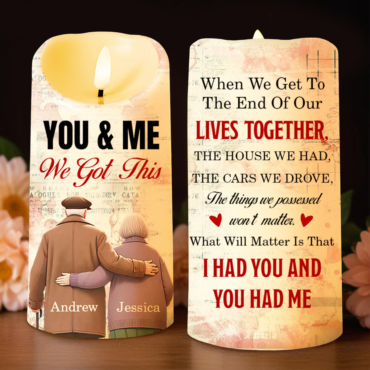 You & Me We Got This, Couple Embrace LED Candle - Personalized Custom LED Candle - CPL179_LECA