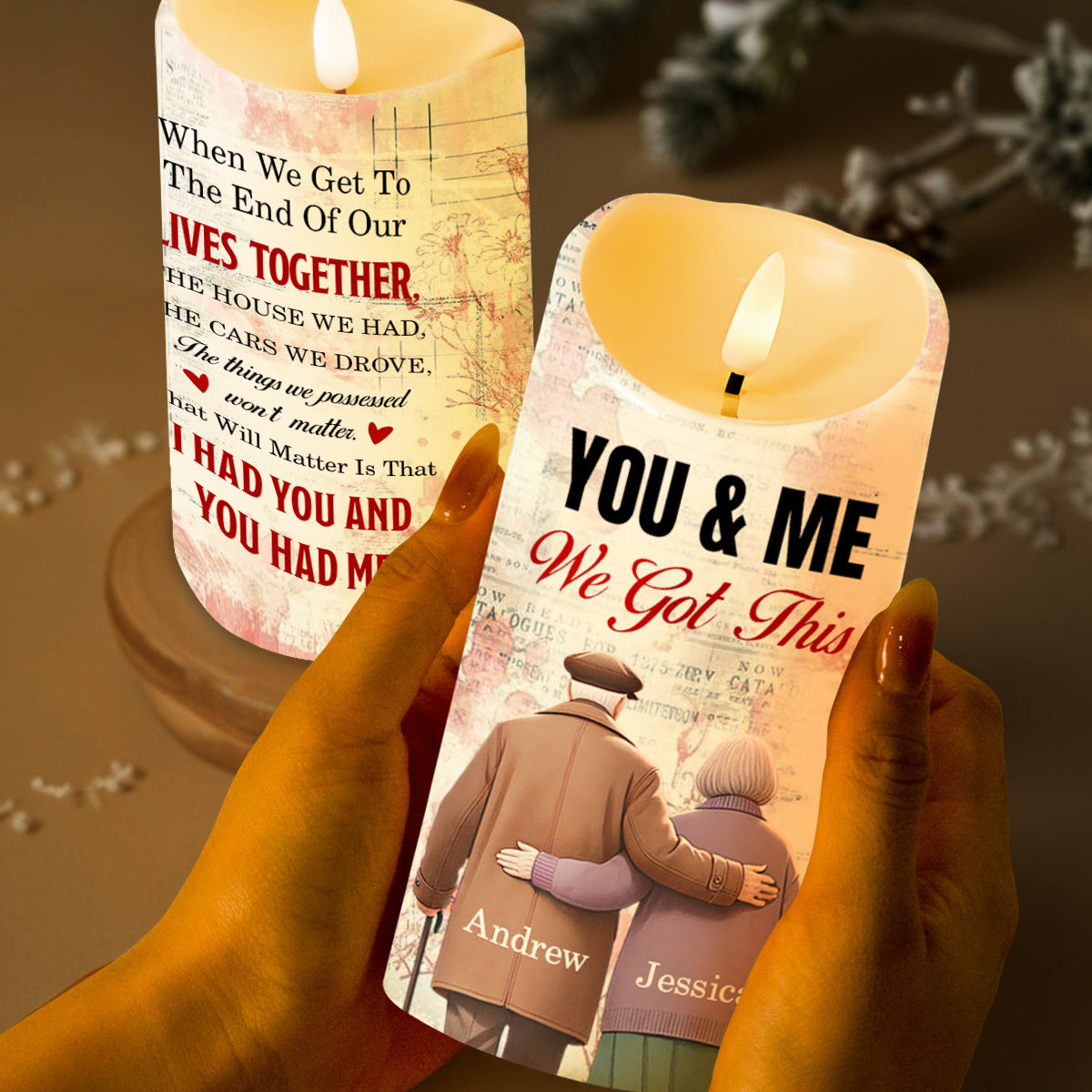 You & Me We Got This, Couple Embrace LED Candle - Personalized Custom LED Candle - CPL179_LECA