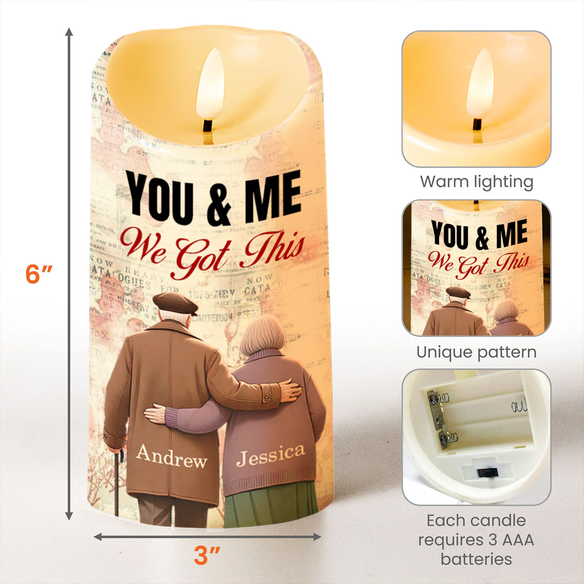 You & Me We Got This, Couple Embrace LED Candle - Personalized Custom LED Candle - CPL179_LECA