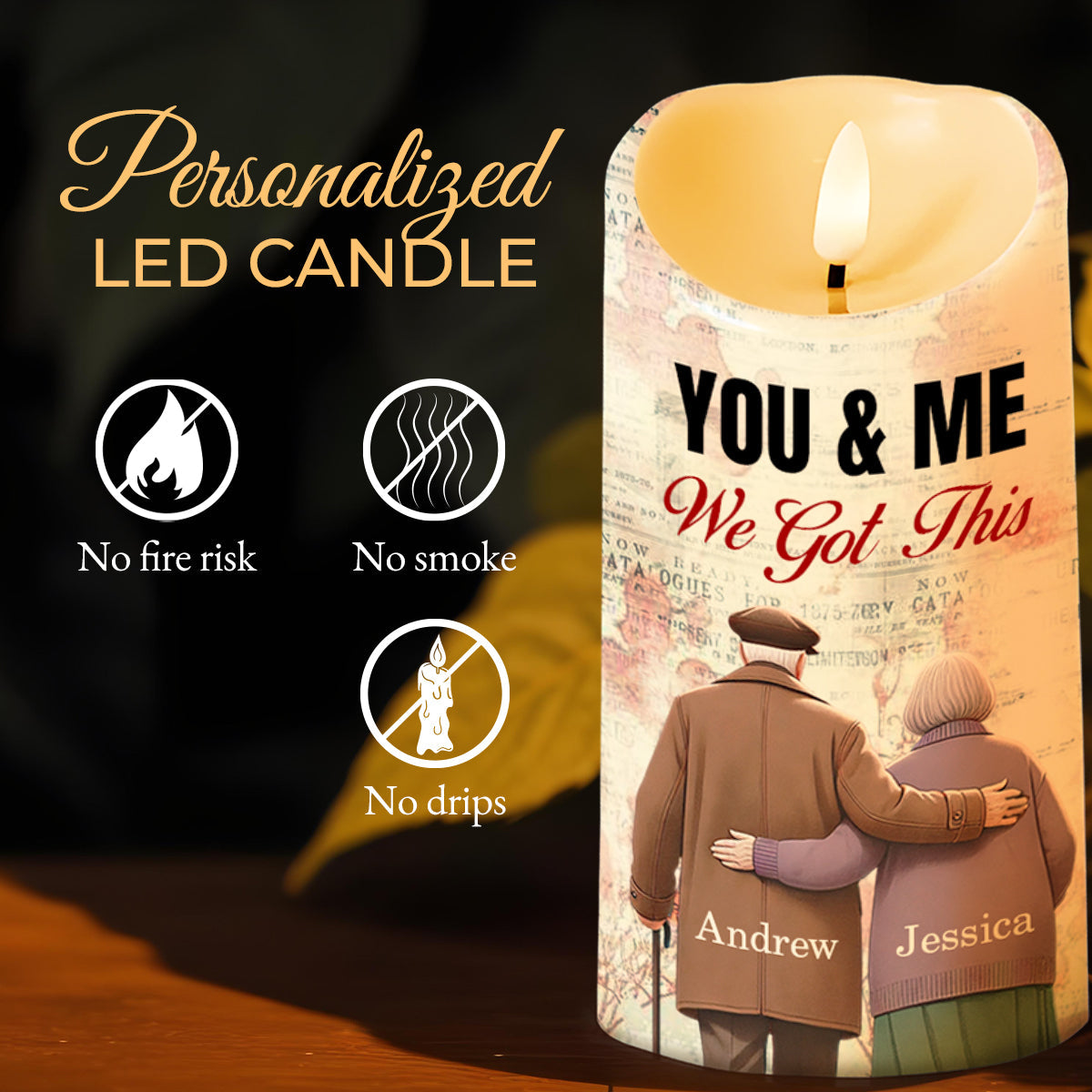 You & Me We Got This, Couple Embrace LED Candle - Personalized Custom LED Candle - CPL179_LECA