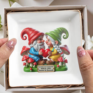 Growing Old Together With Gnomes and Heart - Personalized Custom Jewelry Dish - CPL187_SCRD