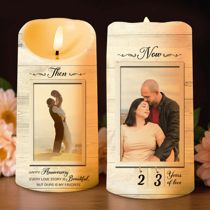 Every Love Story Is Beautiful Romantic Photo Candle - Personalized Custom LED Candle - CPL197_LECA