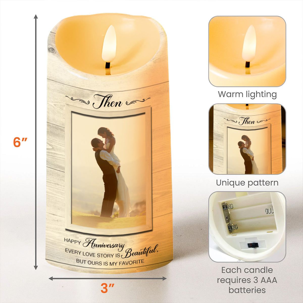 Every Love Story Is Beautiful Romantic Photo Candle - Personalized Custom LED Candle - CPL197_LECA