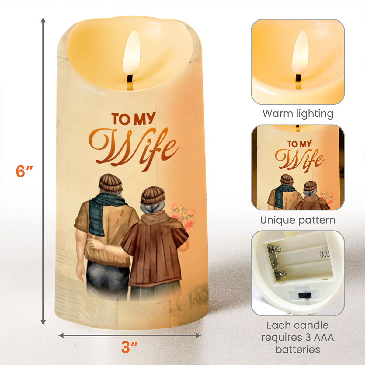 I Choose You Couple Embrace With Flowers Design - Personalized Custom LED Candle - CPL198_LECA