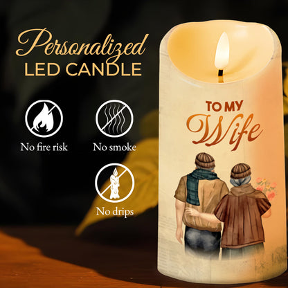 I Choose You Couple Embrace With Flowers Design - Personalized Custom LED Candle - CPL198_LECA