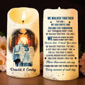 Couples Walking With Angel Wings Beneath Sunset - Personalized Custom LED Candle - CPL200_LECA