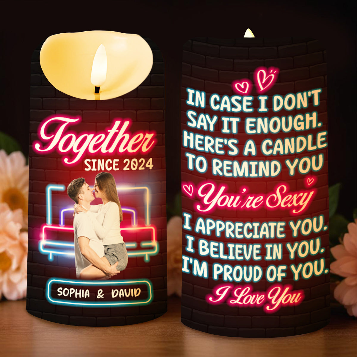 Love And Appreciation Neon Sign LED Candle - Personalized Custom LED Candle - CPL204_LECA