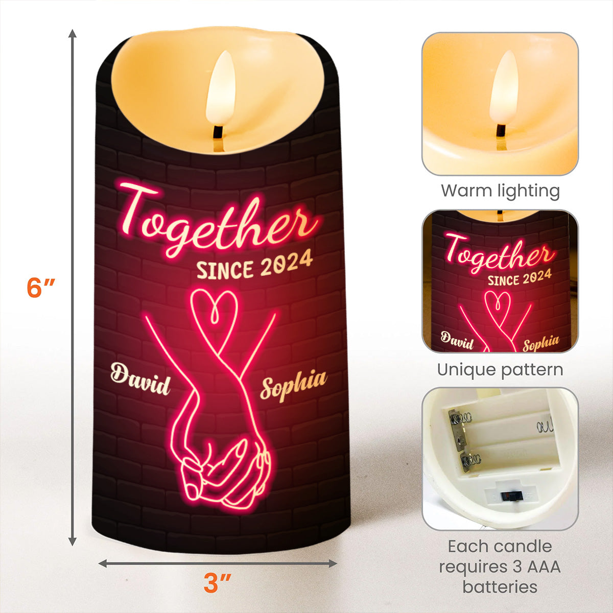 Together Forever I Met You I Loved You I'm Keeping You - Personalized Custom LED Candle - CPL205_LECA