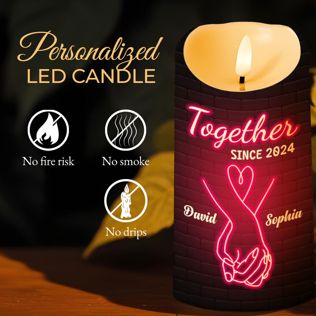 Together Forever I Met You I Loved You I'm Keeping You - Personalized Custom LED Candle - CPL205_LECA