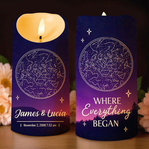 Where Everything Began, Constellation Map Design - Personalized Custom LED Candle - CPL206_LECA
