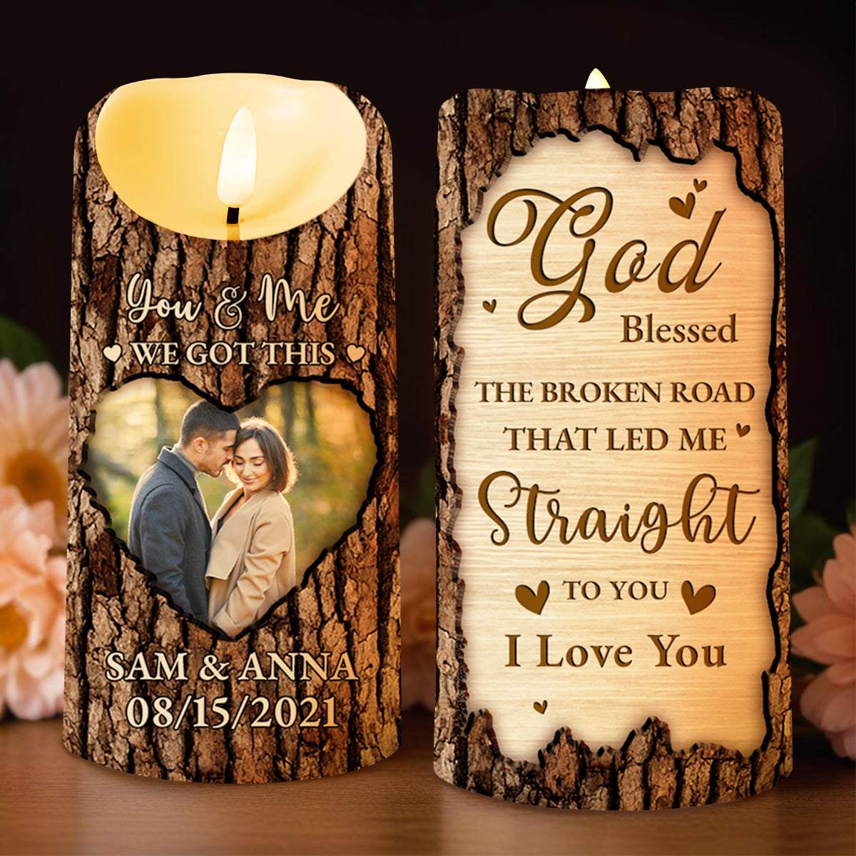 God Blessed The Broken Road That Led Me Straight To You Candle - Personalized Custom LED Candle - CPL217_LECA