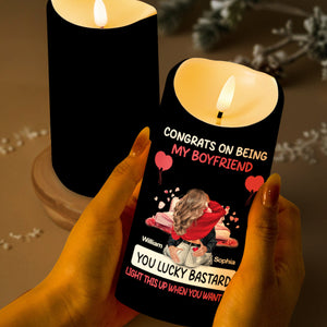 Congrats On Being My Boyfriend Lucky Individual Candle - Personalized Custom LED Candle - CPL259_LECA