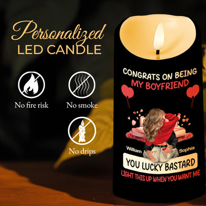 Congrats On Being My Boyfriend Lucky Individual Candle - Personalized Custom LED Candle - CPL259_LECA