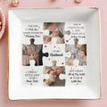 Missing Piece Puzzle Hearts Message To Husband - Personalized Custom Jewelry Dish, Square Ceramic Dish - CPL293_SCRD