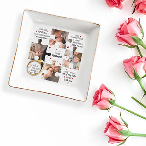 Missing Piece Puzzle Hearts Message To Husband - Personalized Custom Jewelry Dish, Square Ceramic Dish - CPL293_SCRD