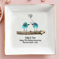 Celebrate Lifelong Love With Charming Birds Keepsake - Personalized Custom Jewelry Dish - CPL300_SCRD