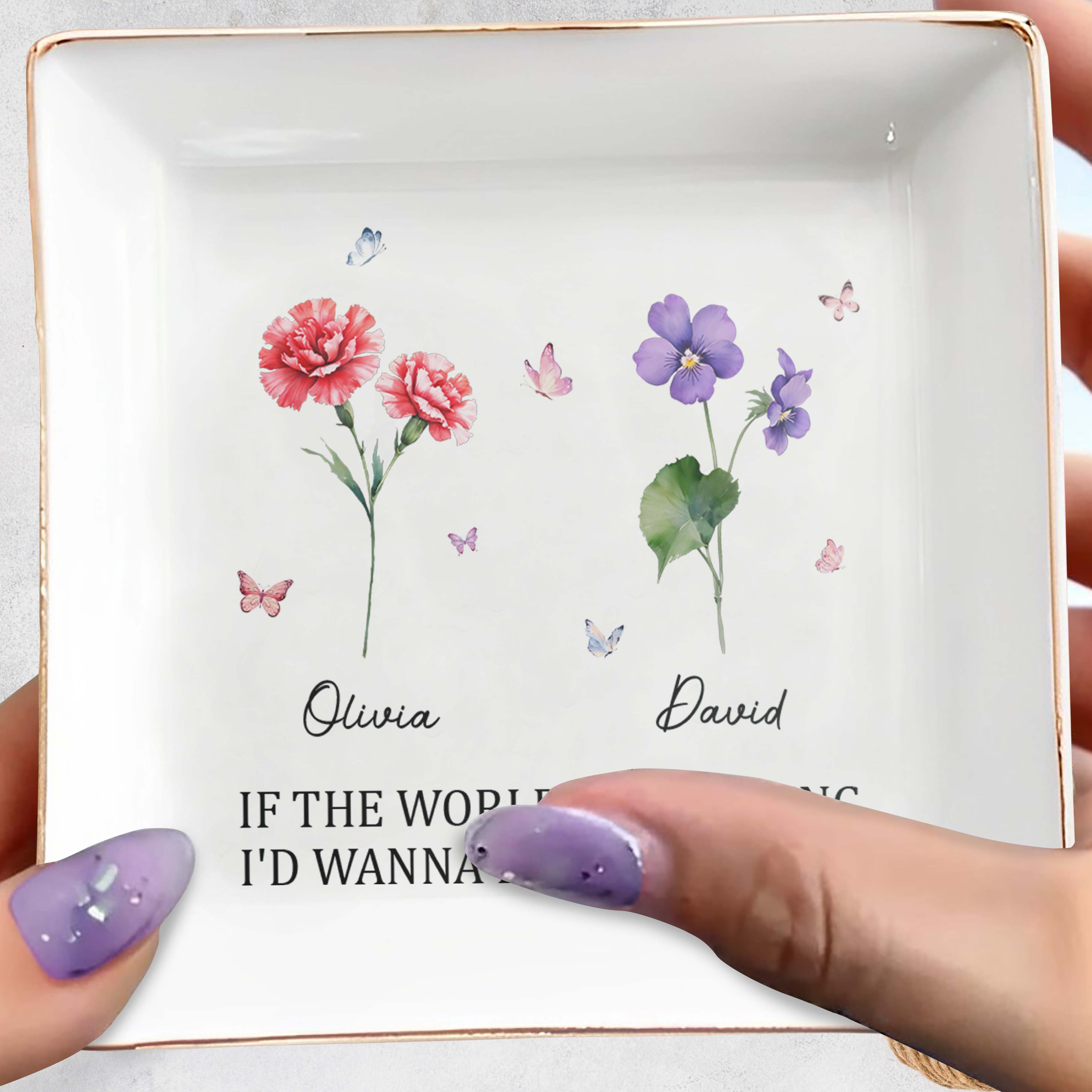 If The World Was Ending I'd Wanna Be Next To You Dish - Personalized Custom Jewelry Dish, Square Ceramic Dish - CPL325_SCRD