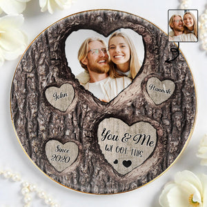 You & Me We Got This Heart Tree Bark Photo Dish - Personalized Custom Jewelry Dish, Ceramic Dish, Round Shape - CPL355_RCRF