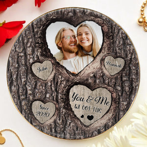 You & Me We Got This Heart Tree Bark Photo Dish - Personalized Custom Jewelry Dish, Ceramic Dish, Round Shape - CPL355_RCRF