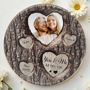 You & Me We Got This Heart Tree Bark Photo Dish - Personalized Custom Jewelry Dish, Ceramic Dish, Round Shape - CPL355_RCRF