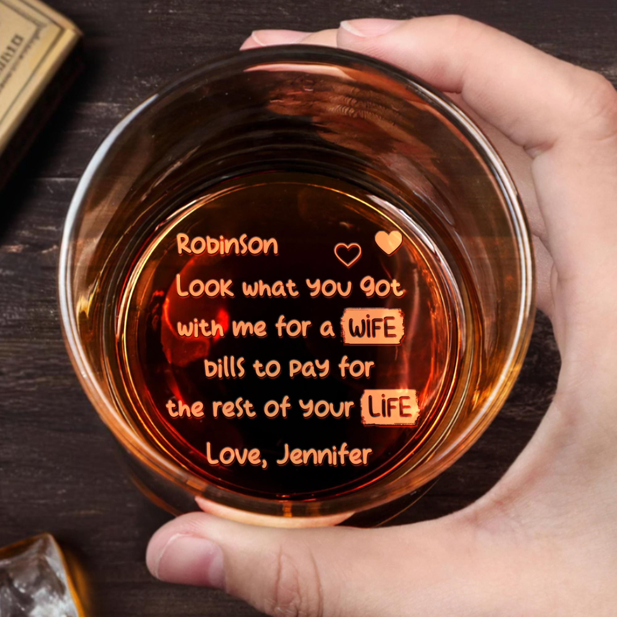 Look What You Got With Me For A Wife - Personalized Engraved Whiskey Glass - CPL377_EWG