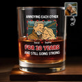 Annoying Each Other For 20 Years With Cartoon Couple - Personalized Custom Whiskey Glass - CPL401_RWG