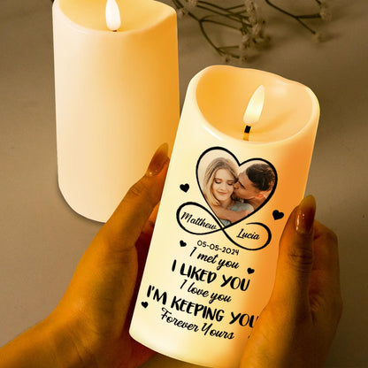 I Met You, I Liked You, Love and Hearts - Personalized Custom LED Candle - CPL426_LECA