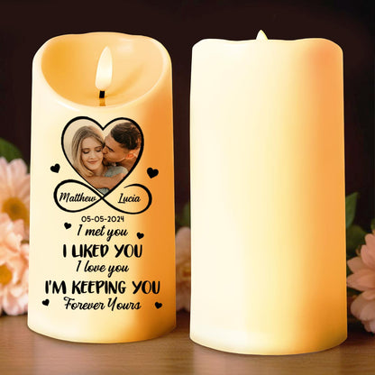 I Met You, I Liked You, Love and Hearts - Personalized Custom LED Candle - CPL426_LECA
