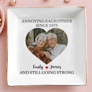 Annoying Each Other Since And Still Going Strong, Ceramic Dish - Personalized Custom Jewelry Dish, Square Ceramic Dish - CPL455_SCRD