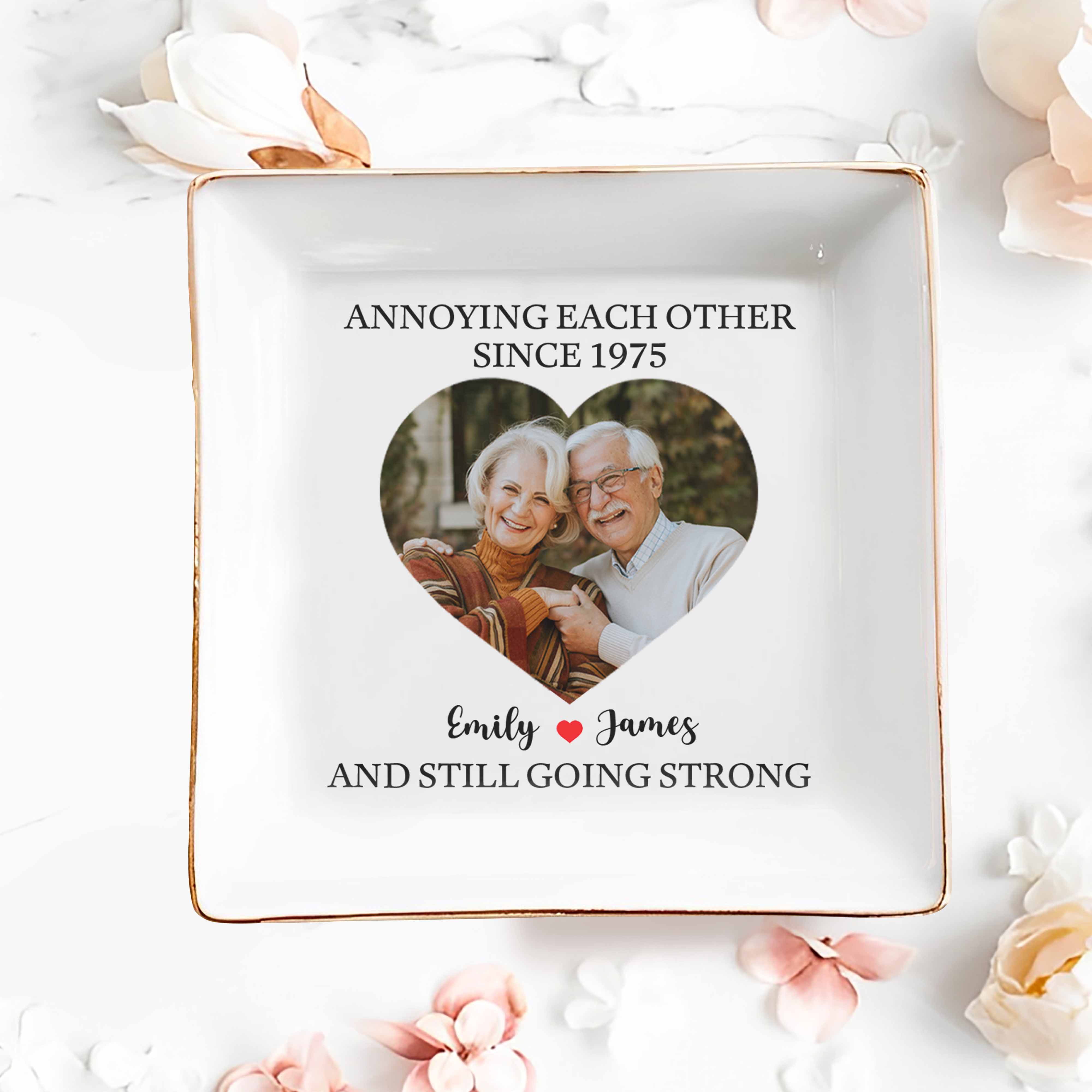 Annoying Each Other Since And Still Going Strong, Ceramic Dish - Personalized Custom Jewelry Dish, Square Ceramic Dish - CPL455_SCRD