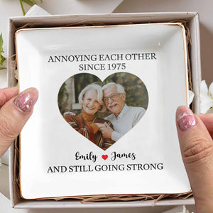 Annoying Each Other Since And Still Going Strong, Ceramic Dish - Personalized Custom Jewelry Dish, Square Ceramic Dish - CPL455_SCRD