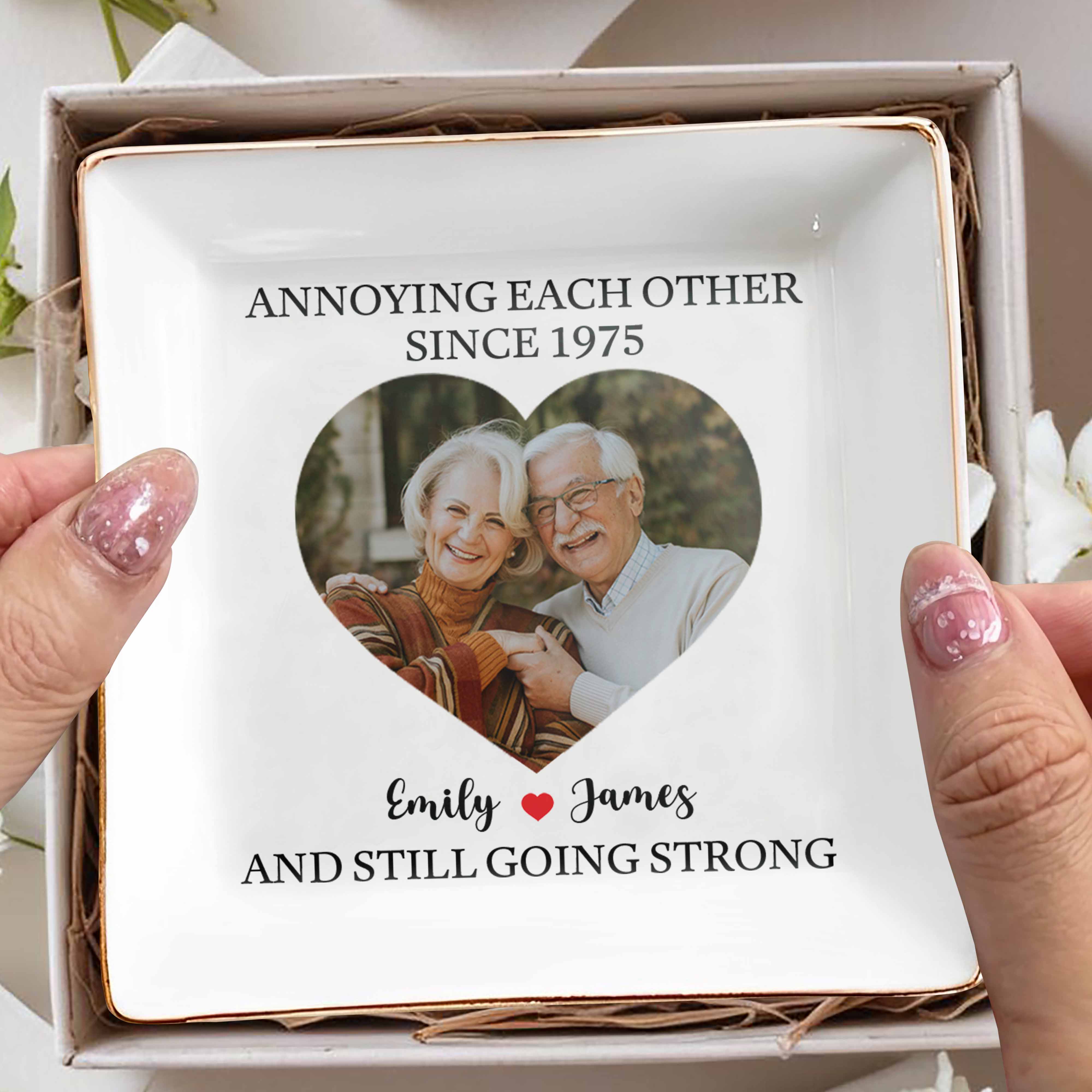 Annoying Each Other Since And Still Going Strong, Ceramic Dish - Personalized Custom Jewelry Dish, Square Ceramic Dish - CPL455_SCRD