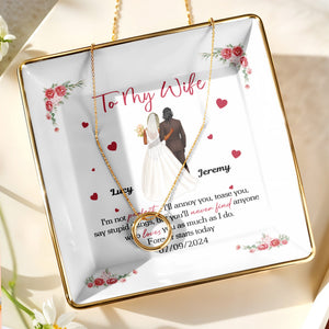 To My Wife, Flowers And Hearts - Personalized Custom Jewelry Dish, Ceramic Dish, Square Shape - CPL464_SCRF