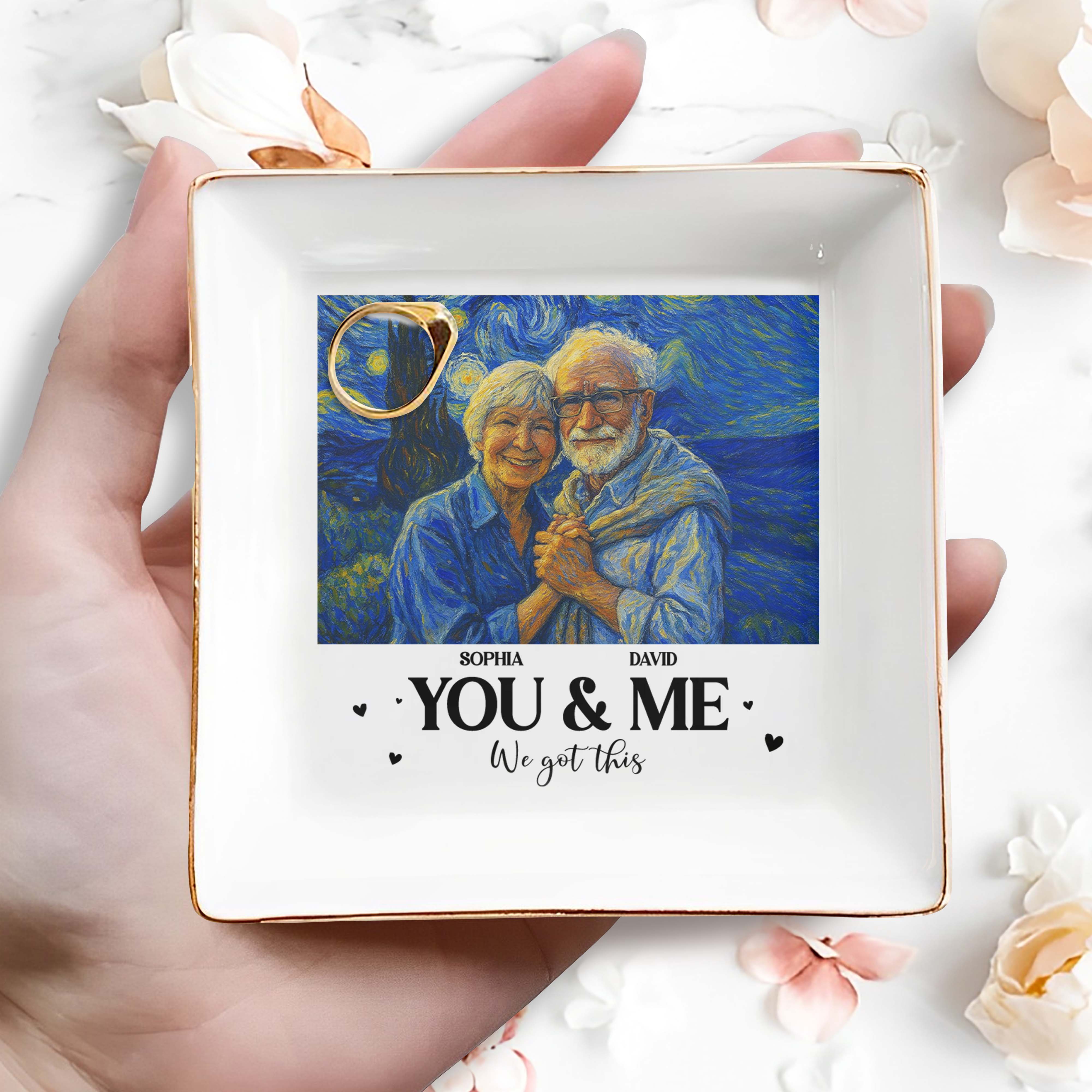 You & Me, We Got This With Couple Art - Personalized Custom Jewelry Dish, Square Ceramic Dish - CPL469_SCRD