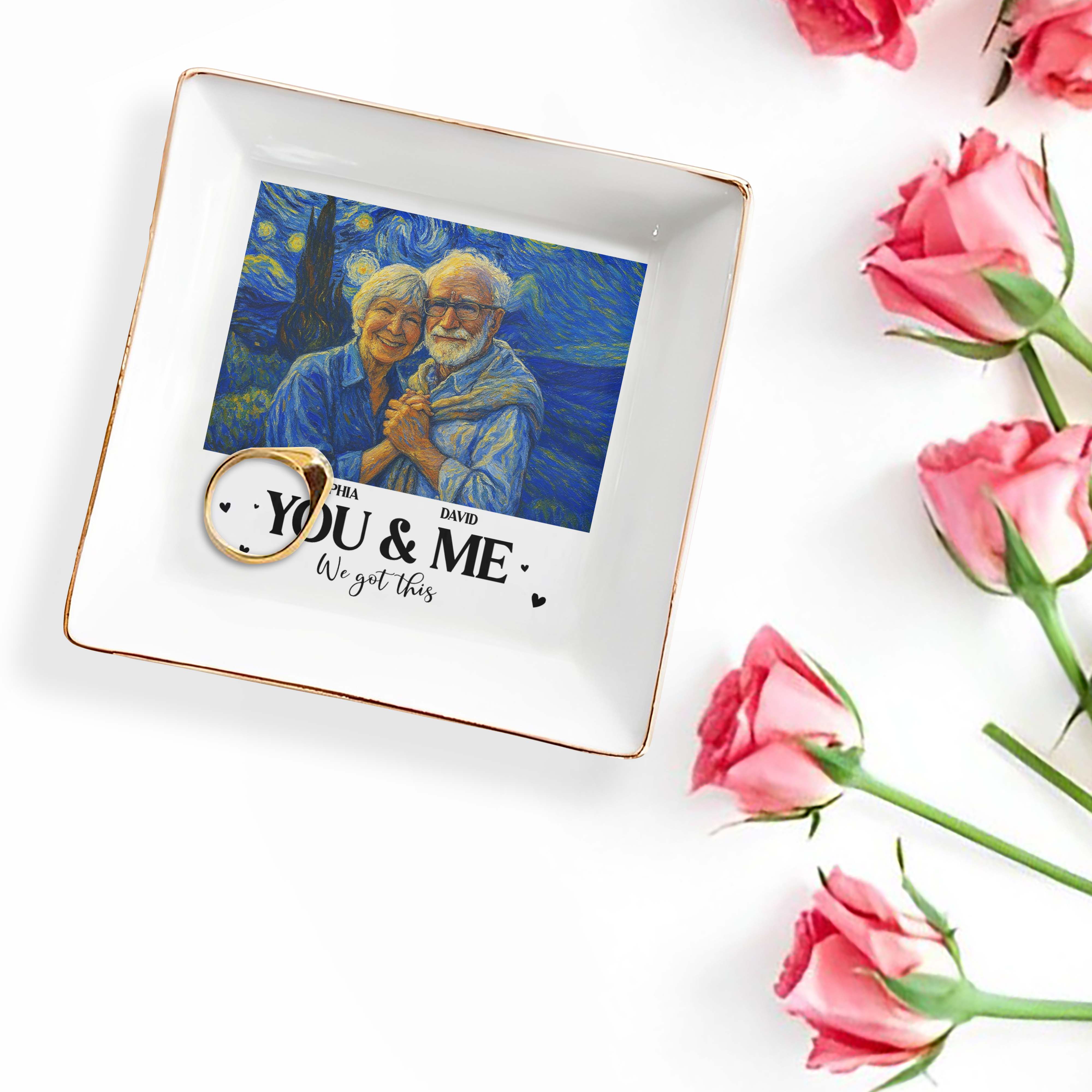 You & Me, We Got This With Couple Art - Personalized Custom Jewelry Dish, Square Ceramic Dish - CPL469_SCRD