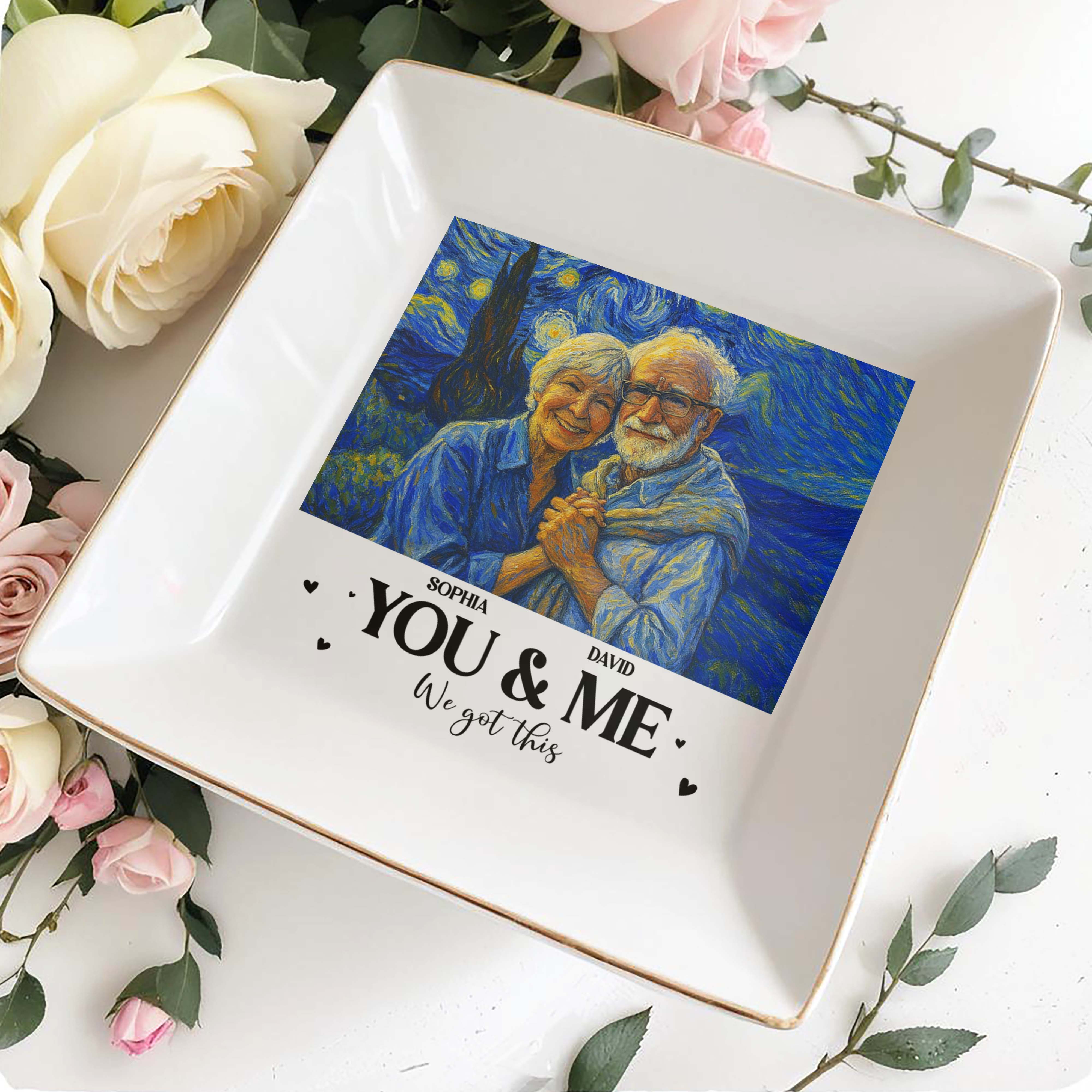 You & Me, We Got This With Couple Art - Personalized Custom Jewelry Dish, Square Ceramic Dish - CPL469_SCRD