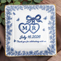 Thank You for Celebrating with Us, Flowers and Hearts - Personalized Custom Jewelry Dish, Ceramic Dish, Square Shape - CPL510_SCRF