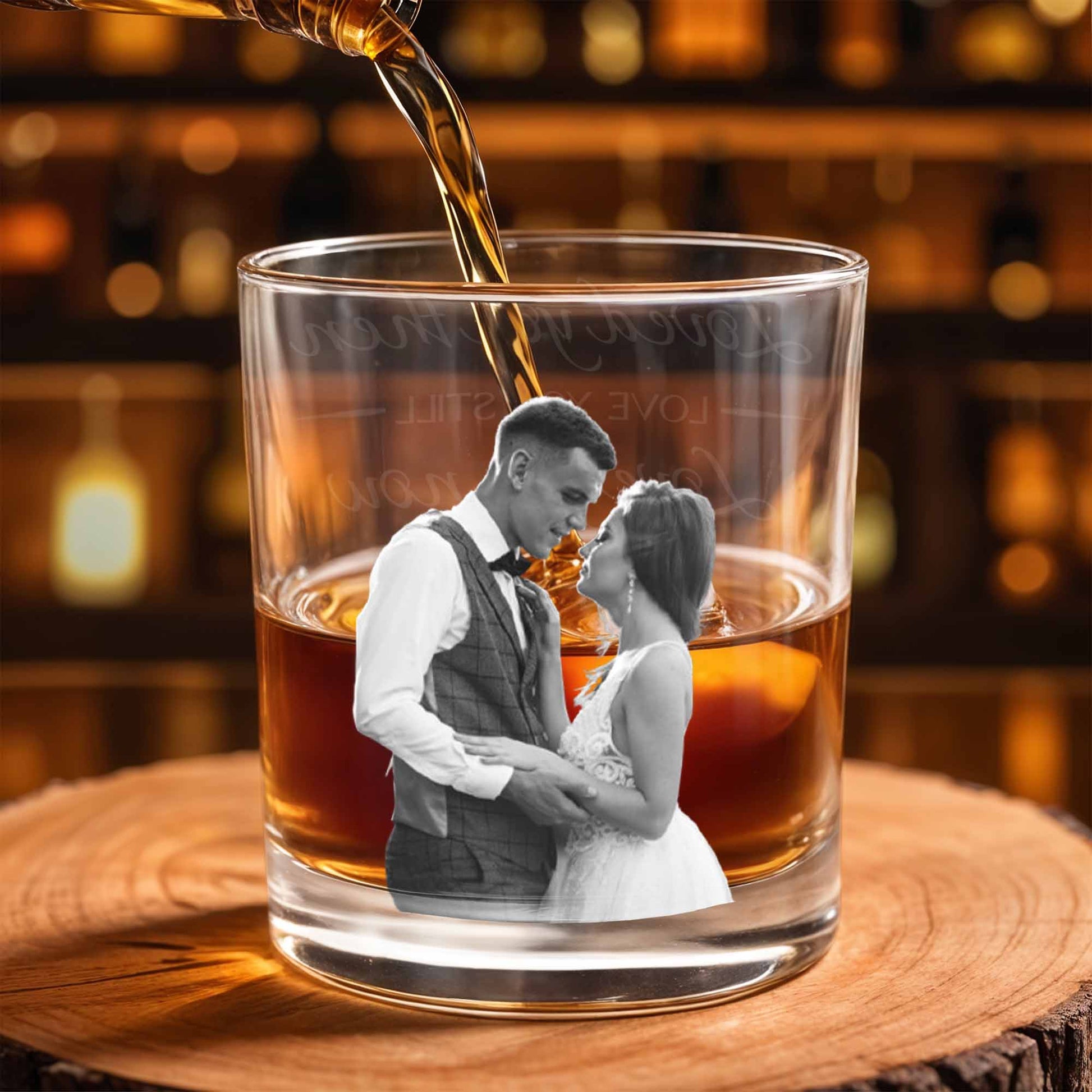 Loved You Then Love You Still Always Will With Hearts - Personalized Custom Whiskey Glass - CPL641_RWG