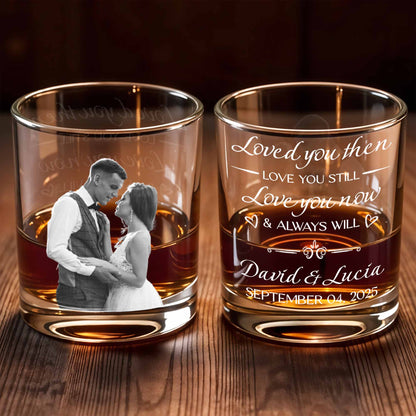 Loved You Then Love You Still Always Will With Hearts - Personalized Custom Whiskey Glass - CPL641_RWG