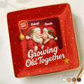 Growing Old Together, Santa Claus And Holly Berries - Personalized Custom Jewelry Dish, Ceramic Dish, Square Shape - CPL674_SCRF