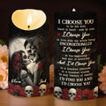 I Choose You, Skulls And Roses - Personalized Custom LED Candle - CPL835_LECA
