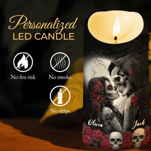 I Choose You, Skulls And Roses - Personalized Custom LED Candle - CPL835_LECA