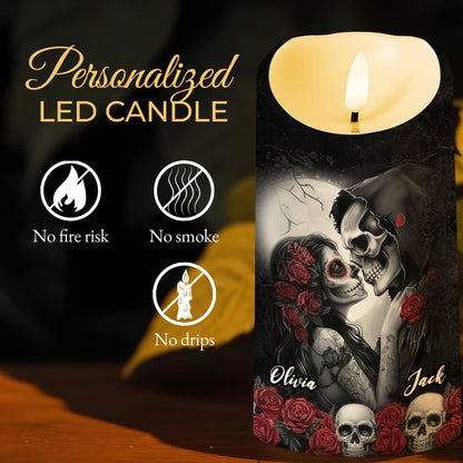 I Choose You, Skulls And Roses - Personalized Custom LED Candle - CPL835_LECA