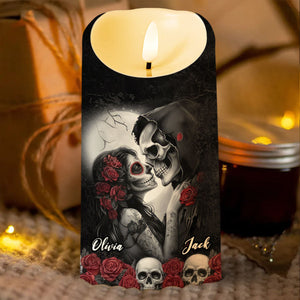 I Choose You, Skulls And Roses - Personalized Custom LED Candle - CPL835_LECA