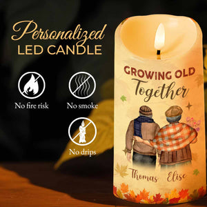 Growing Old Together, Message For Husband - Personalized Custom LED Candle - CPL844_LECA