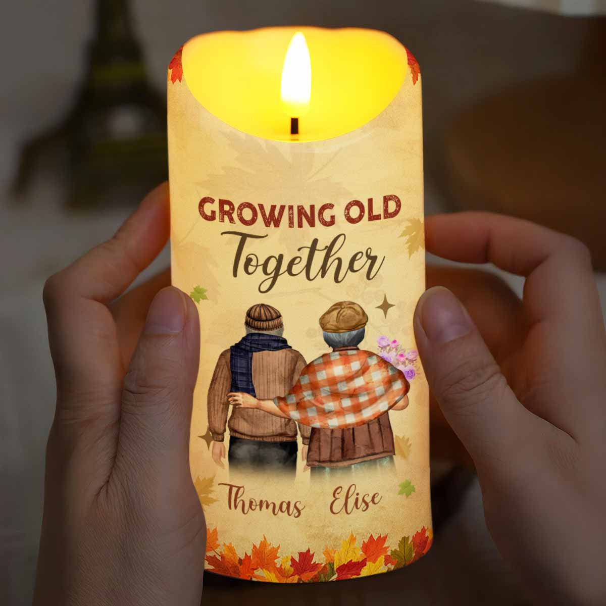 Growing Old Together, Message For Husband - Personalized Custom LED Candle - CPL844_LECA