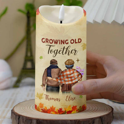 Growing Old Together, Message For Husband - Personalized Custom LED Candle - CPL844_LECA