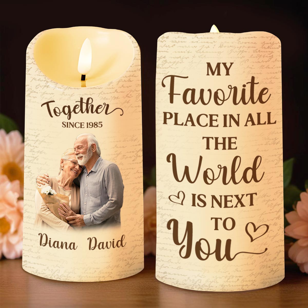 Favorite Place In The World Is Next To You, Candle, Custom Photo - Personalized Custom LED Candle - CPL869_LECA